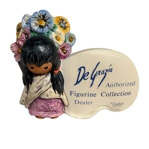 Vintage DeGrazia Goebel Flower Girl Dealer Plaque Figurine West Germany